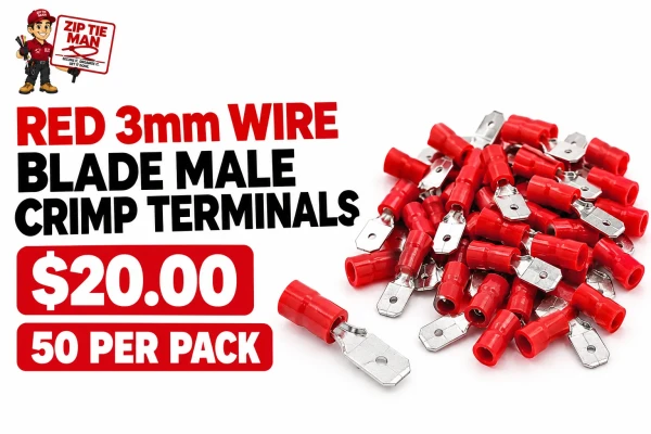 Red 3mm Wire Blade Male Crimp Terminals